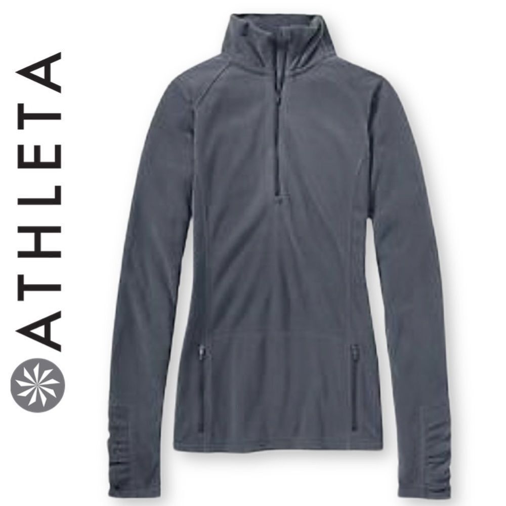 Athleta Mission Peak 1/4 Zip Embroidered Sweatshirt Fleece Top Small